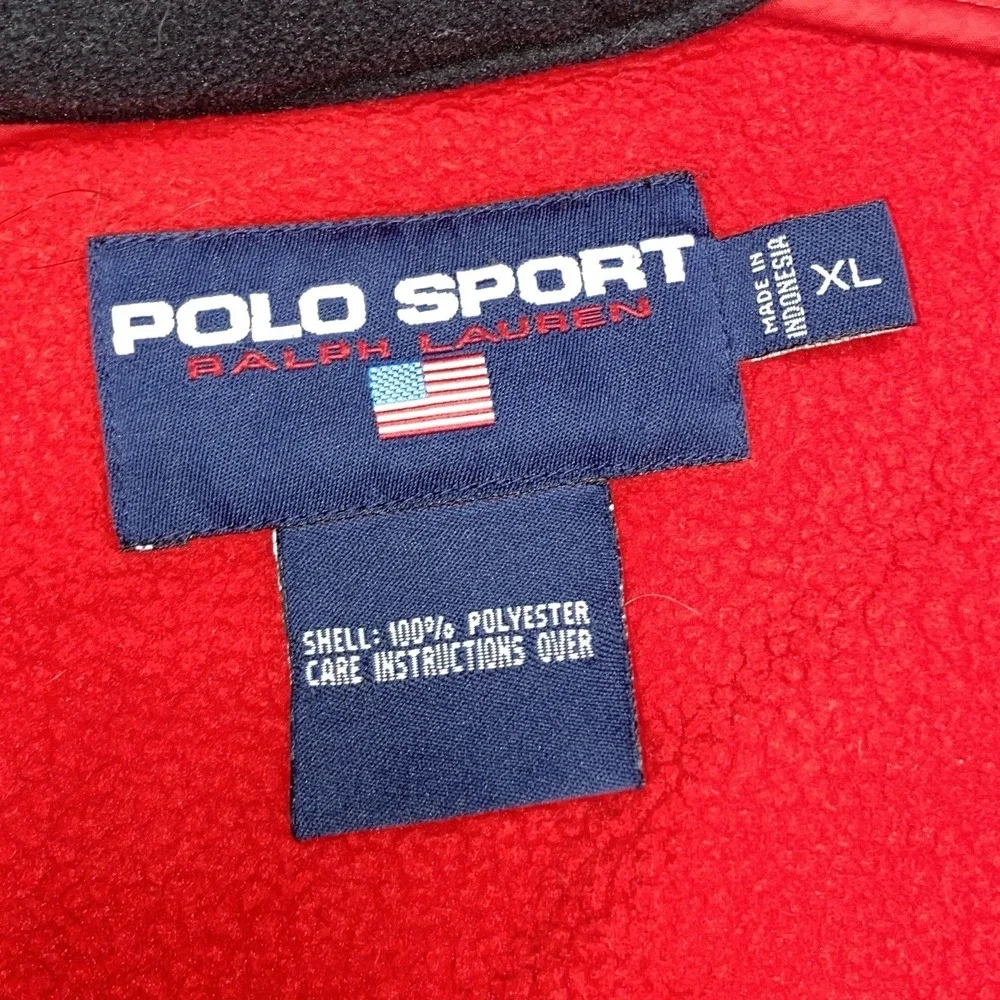 Vintage Polo Sport Ralph Lauren Fleece Lined Jacket Men's XL Red Full Zip